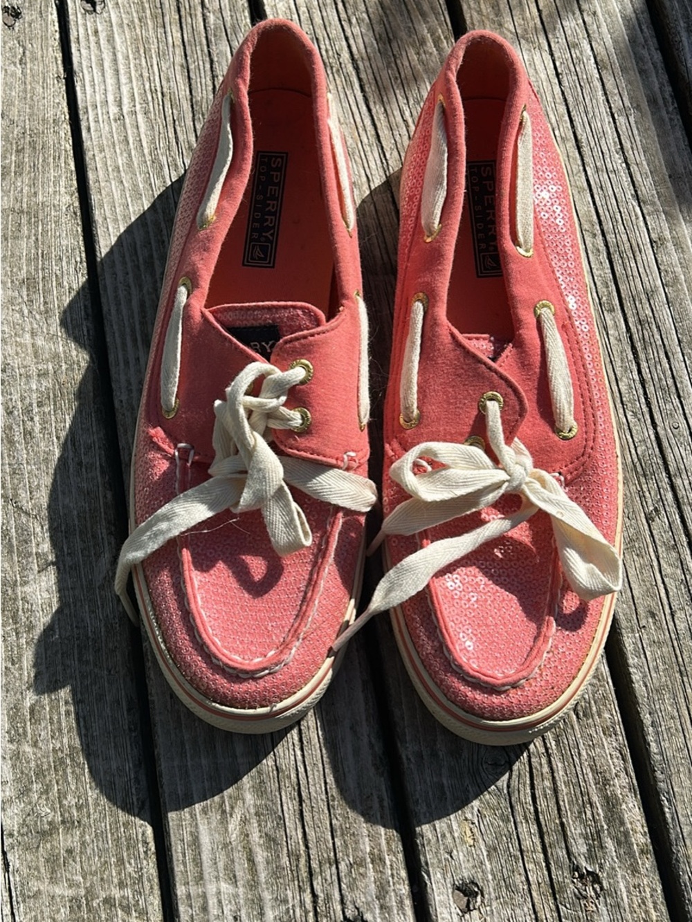 Sperry pink Canvas Lace-Up Boat Shoes